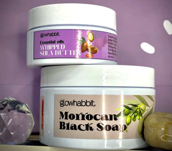 Shea Butter whipped with essential oils (100g) + Black Soap(250g)